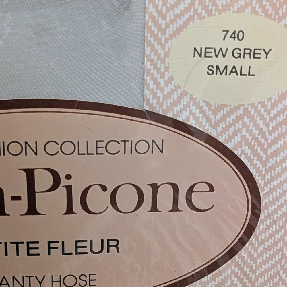 NWT Vintage Evan Picone S Sheer Grey Micro Fishnet Pantyhose - Picture 2 of 4